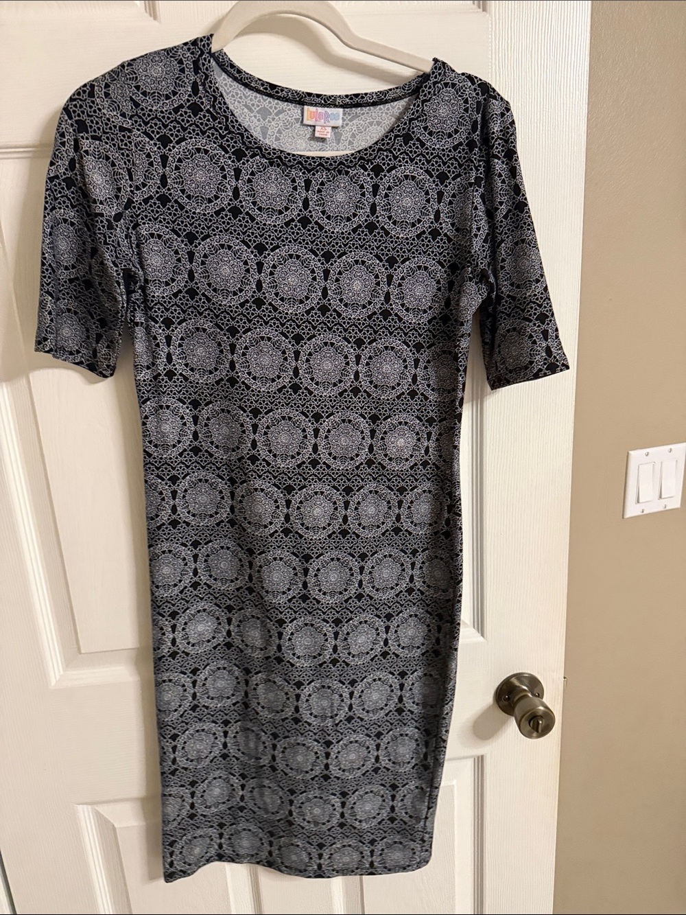 LuLaRoe Black and Gray Medallion Midi Dress